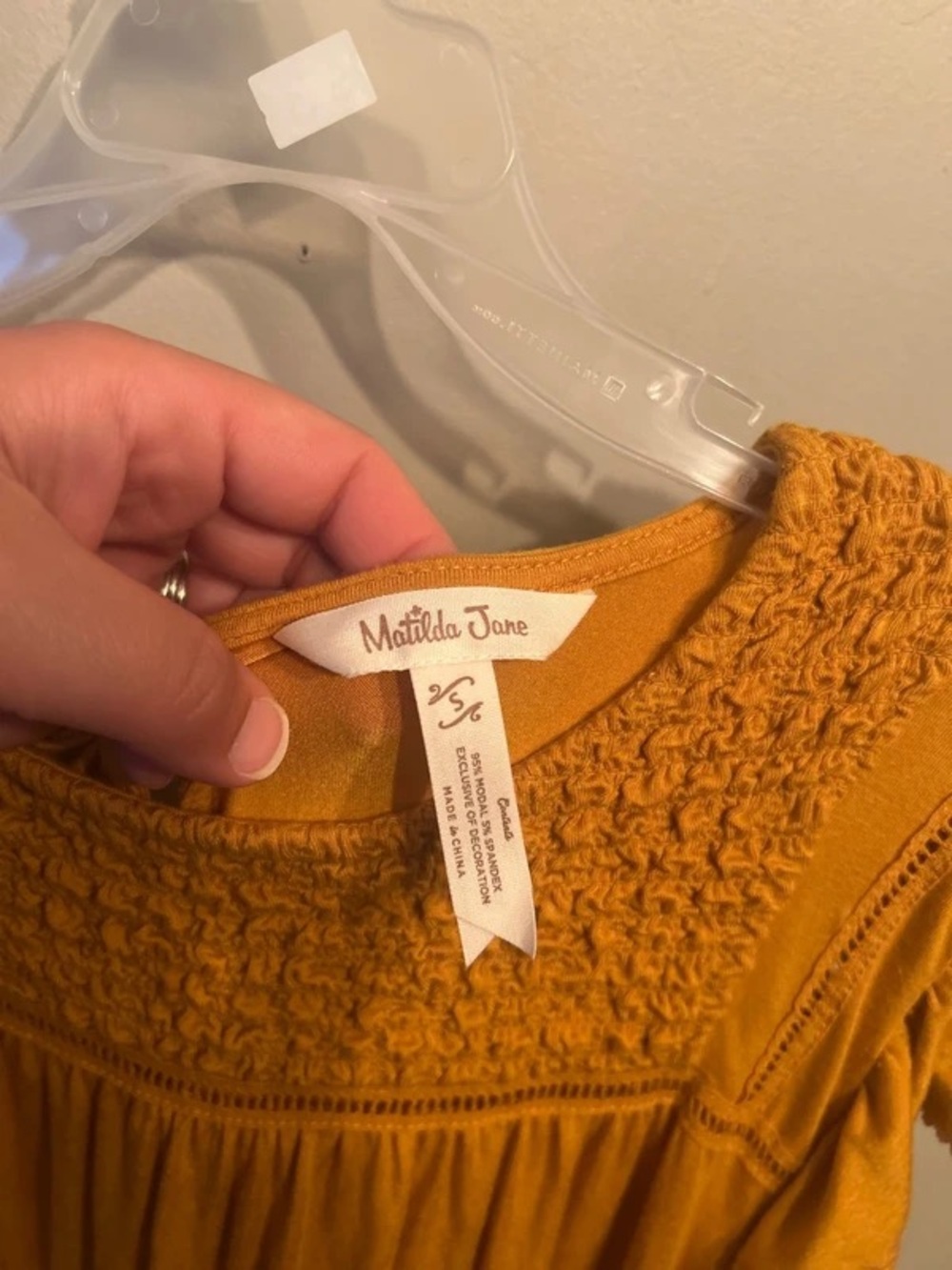 Matilda Jane Mustard Smocked Yoke Short Sleeve Top - Picture 2 of 3
